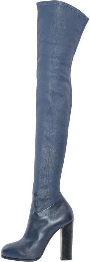 Celine Vintage Tweedehands elegante hoge hak over-de-knie laarzen met ritsdetail