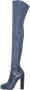 Celine Vintage Tweedehands elegante hoge hak over-de-knie laarzen met ritsdetail - Thumbnail 1