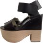 Celine Vintage Tweedehands Plateau Sleehak Sandalen Leren Bovenwerk - Thumbnail 1