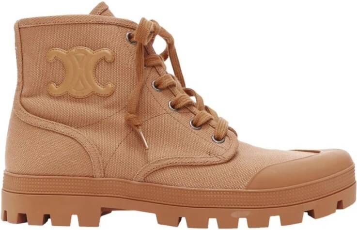 Celine Vintage Tweedehands veterschoenen met lugzool en textiel bovenwerk