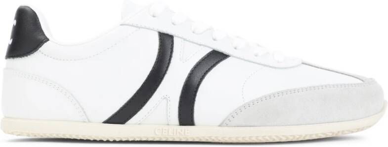 Celine Witte Leren Sneakers met Zwarte Details