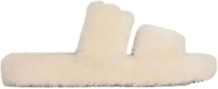 Celine Witte Sandalen Shearling Slides Chic Zomer