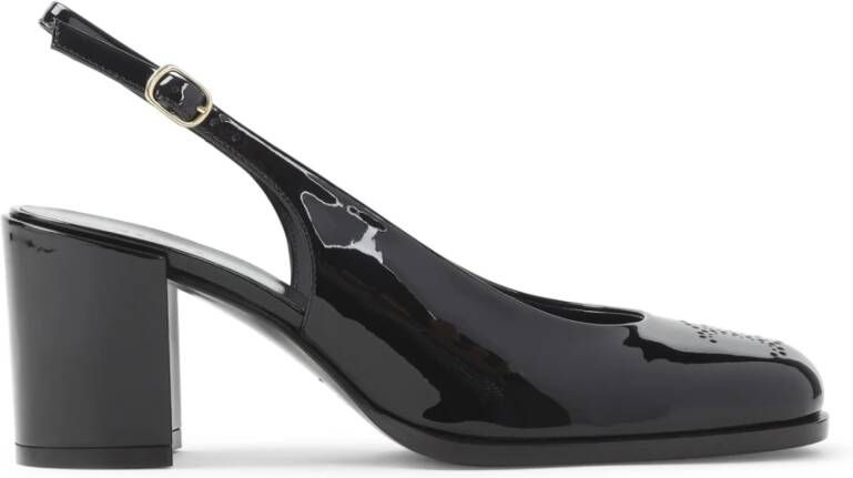 Celine Zwarte Geperforeerde Triomphe Slingback Hakken
