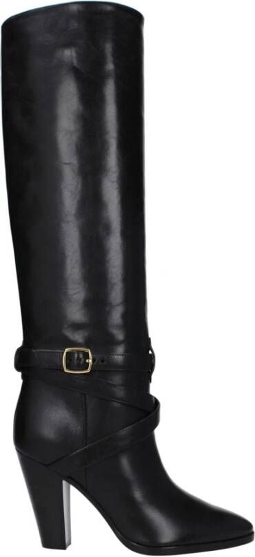 Celine Leren laarzen met goudkleurige gesp Black Dames