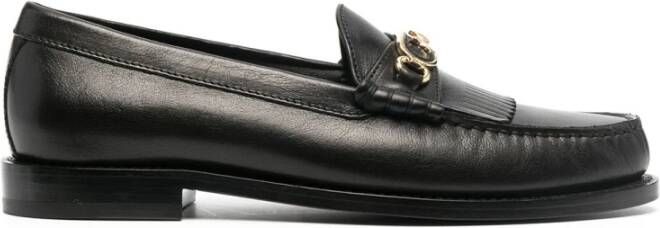 Celine Zwarte Leren Tassel Instap Schoenen