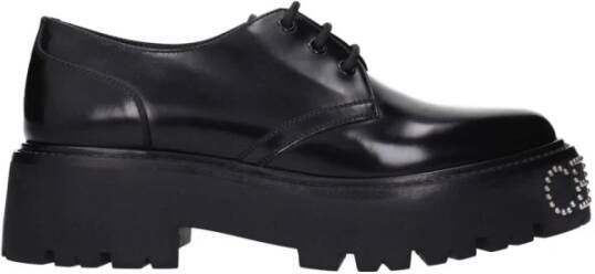 Celine Zwarte Leren Veterschoenen met Medium Hakken