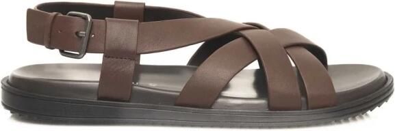 Cerruti 1881 Gevlochten leren sandalen met verstelbare gesp Brown Heren - Foto 3