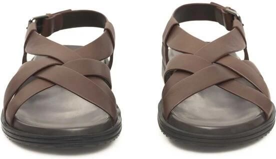 Cerruti 1881 Gevlochten leren sandalen met verstelbare gesp Brown Heren - Foto 2