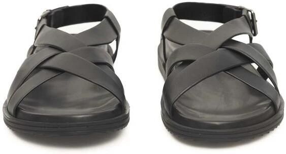 Cerruti 1881 Gevlochten Leren Sandalen met Verstelbare Gesp Black Heren
