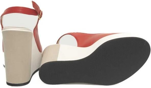 Cerruti 1881 Rode Leren Sleehak Sandaal Red Dames - Foto 2