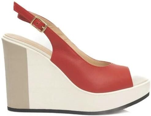 Cerruti 1881 Rode Leren Sleehak Sandaal Red Dames