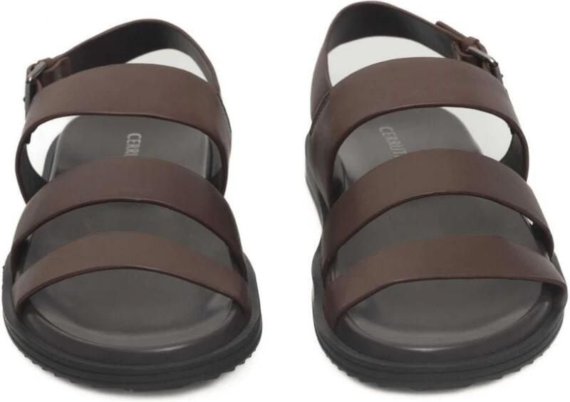 Cerruti 1881 Platte leren sandalen Brede banden Gesp sluiting
