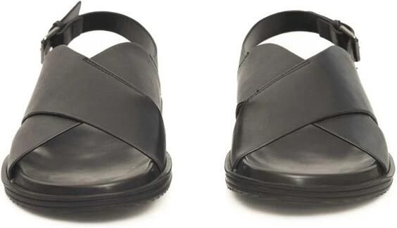 Cerruti 1881 Gevlochten leren sandalen met verstelbare gesp Black Heren