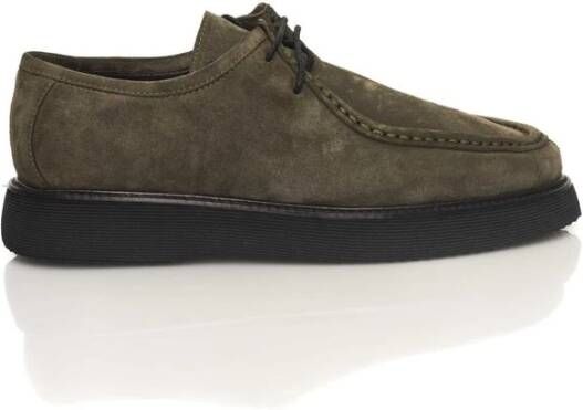Cerruti 1881 Groene Leren Derby Schoenen Rubberen Zool