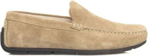 Cerruti 1881 Heren Leren Driver Mocassins Rubberen Zool Beige Heren