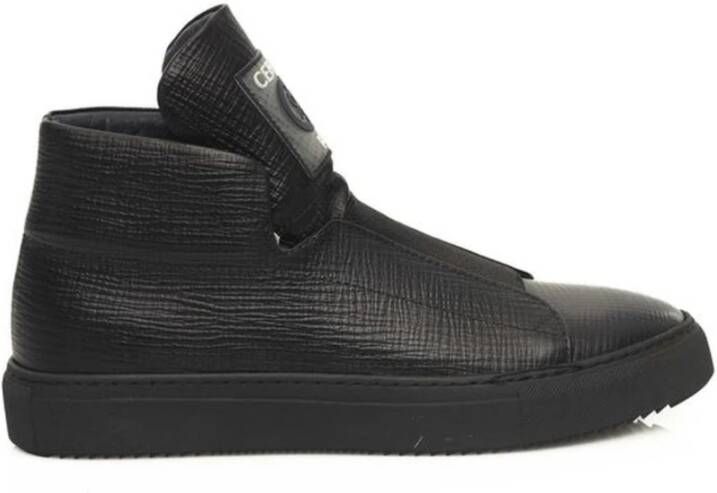 Cerruti 1881 Zwarte Leren High-Top Sneakers met Logo Black Heren