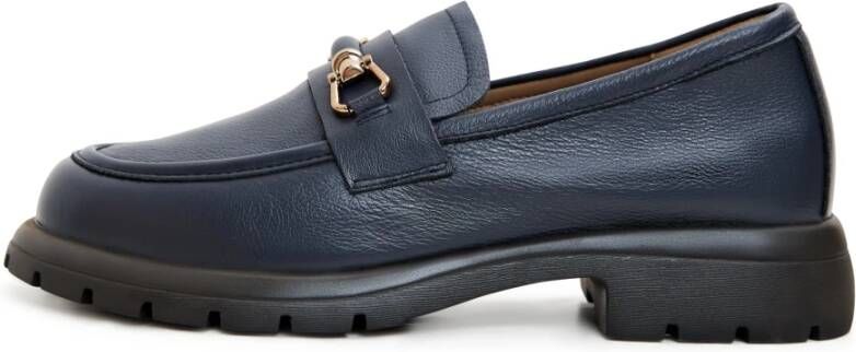 Cesare Gaspari Blauwe Leren Platform Loafers Blue Dames