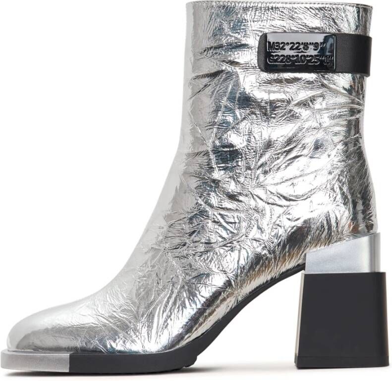 Cesare Gaspari Block Heel Enkellaarsjes Dita Zilver