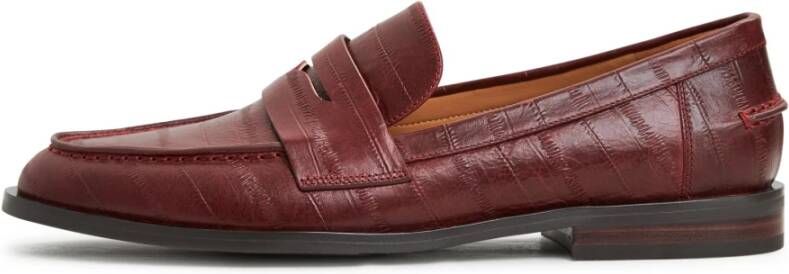 Cesare Gaspari Block Heeled Loafers Bordeaux Red Dames