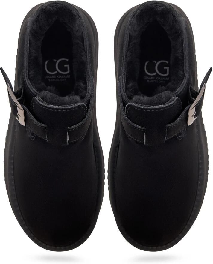 Cesare Gaspari Cocoa gesp shearling loafer Zwart