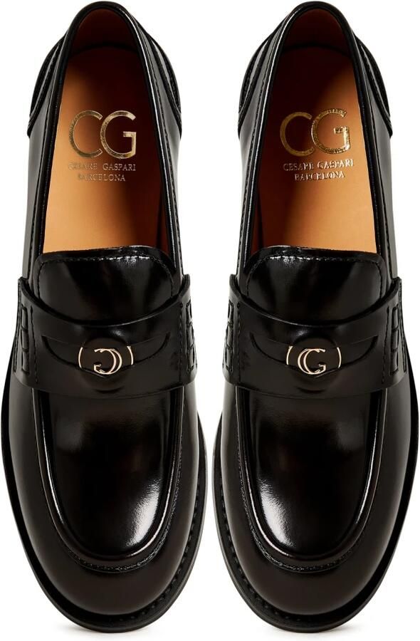 Cesare Gaspari Loafers met blokhak Dinara Zwart