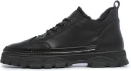 Cesare Gaspari Merino Wool-Lined Chunky Sneakers Black