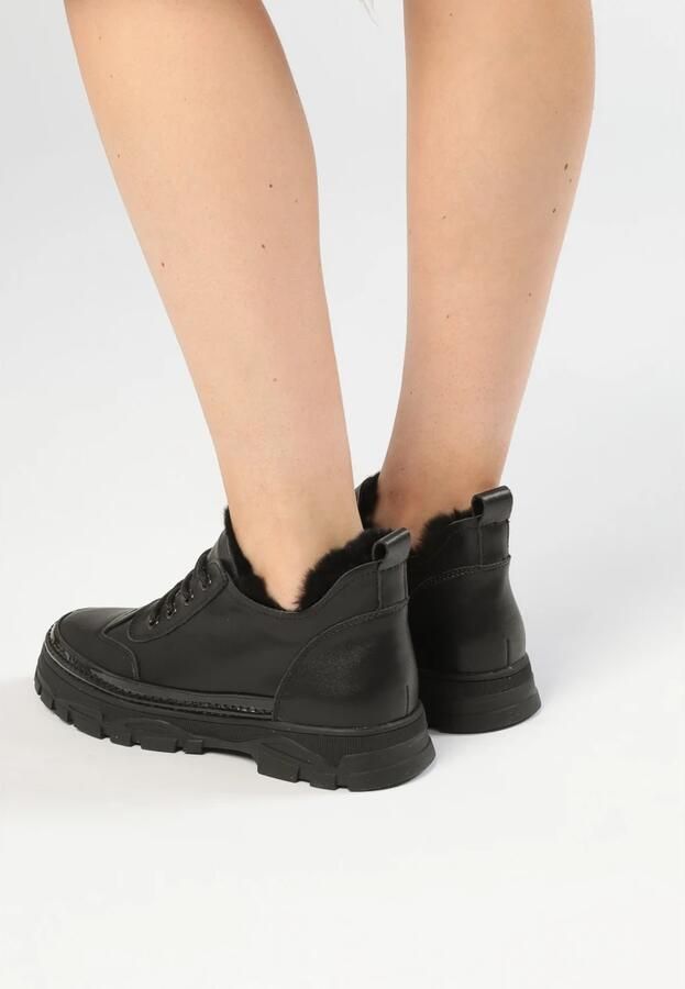 Cesare Gaspari Merino Wool-Lined Chunky Sneakers Black - Foto 4