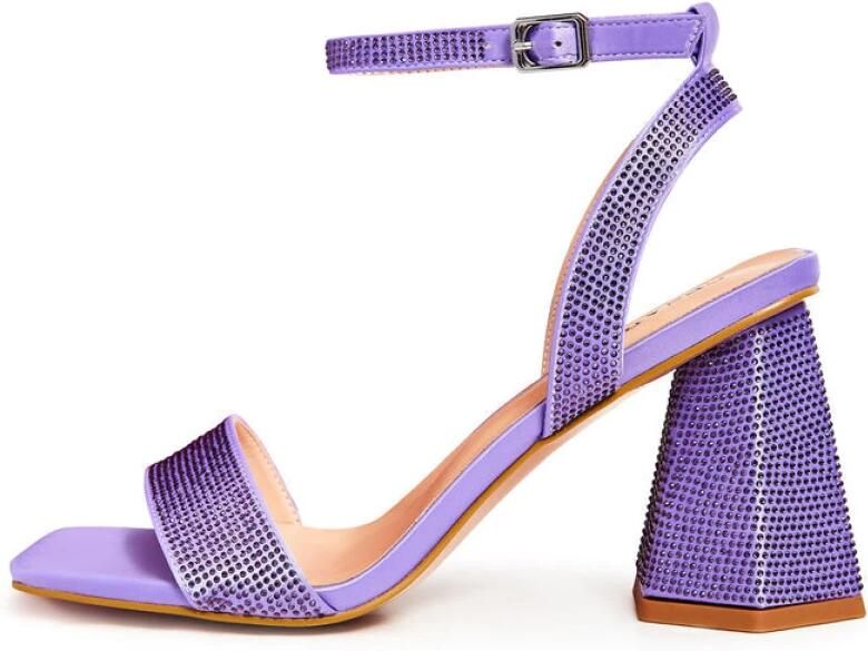 Cesare Gaspari Sandalen met bandjes blokhak en strass