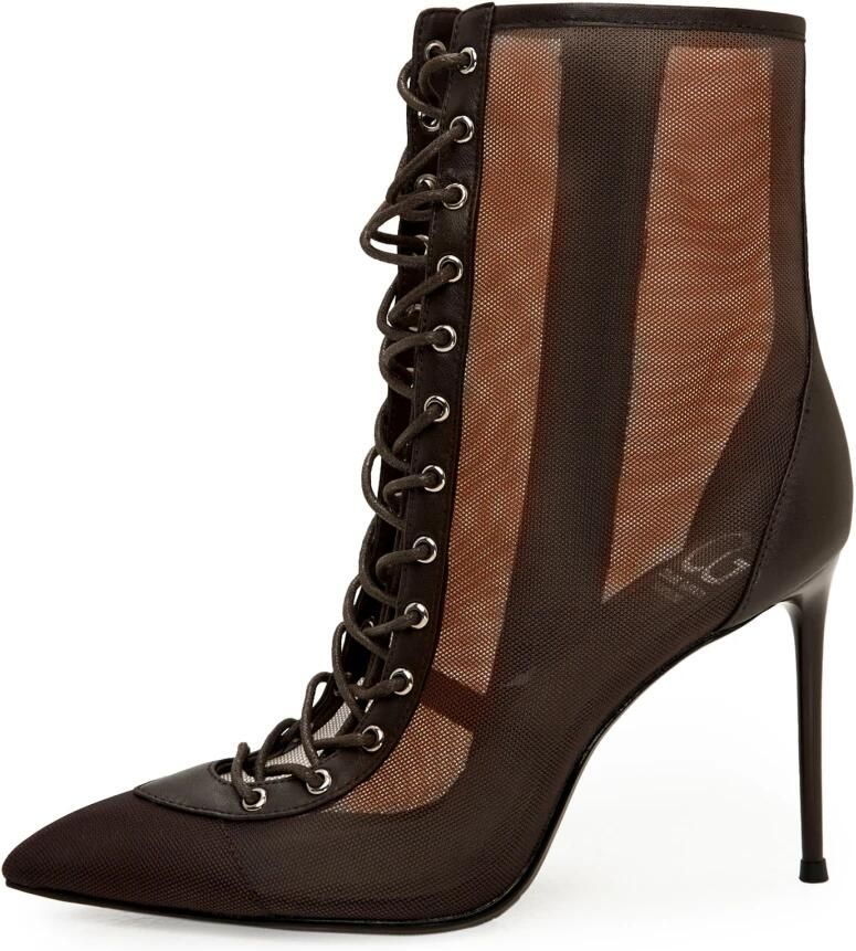 Cesare Gaspari Sheer Lace-Up Stiletto Enkellaarsjes