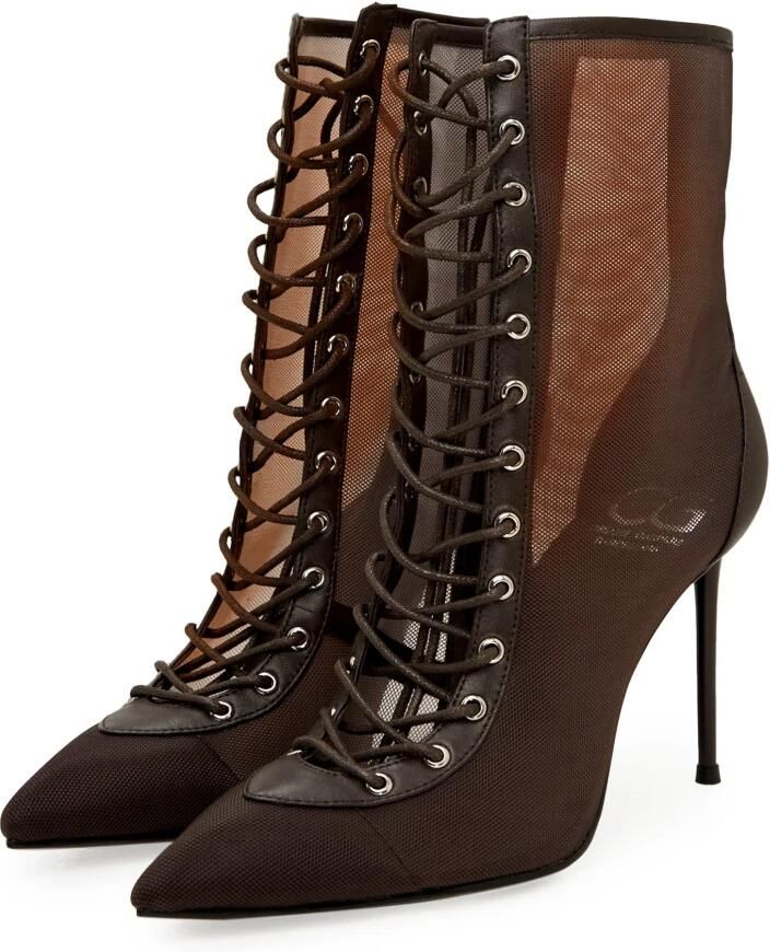 Cesare Gaspari Sheer Lace-Up Stiletto Enkellaarsjes - Foto 2