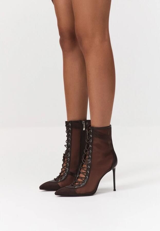 Cesare Gaspari Sheer Lace-Up Stiletto Enkellaarsjes - Foto 7