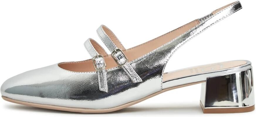 Cesare Gaspari Slingback Pumps met Blokhak Marisol Zilver