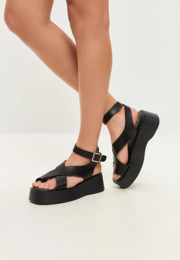 Cesare Gaspari Suede Cross-Strap Sandals Black - Foto 2
