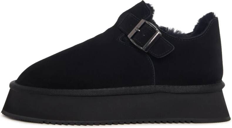 Cesare Gaspari Cocoa gesp shearling loafer Zwart