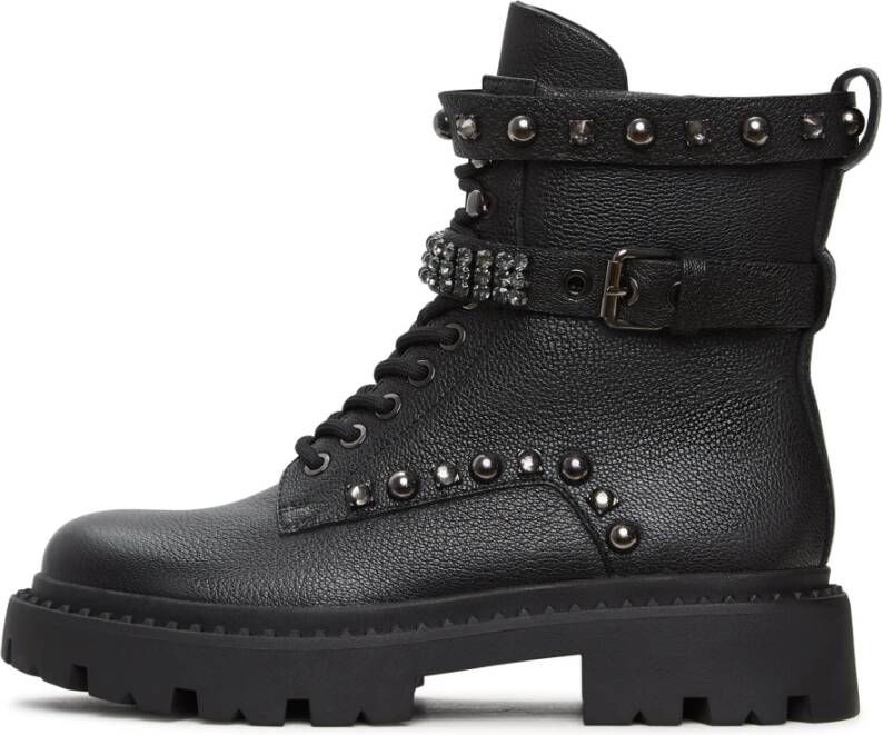 Cesare Gaspari Combatlaarzen met studs Becks Zwart