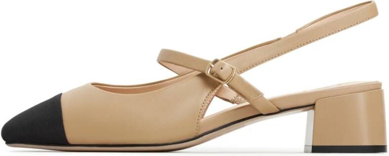 Cesare Gaspari Elegant Slingback Block Heels Pumps Beige Dames