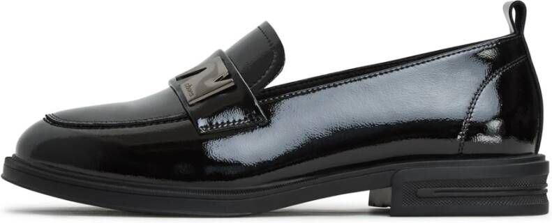 Cesare Gaspari Elegante Block Heels Loafers Zwart Black Dames