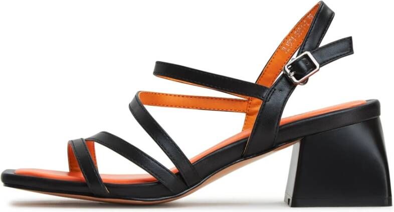 Cesare Gaspari Elegante Block Heels Sandalen Zwart Black Dames