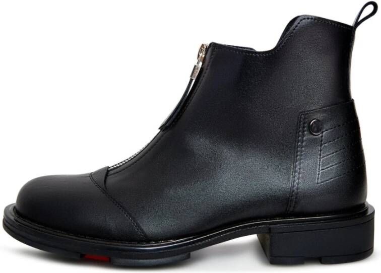 Cesare Gaspari Elegante Leren Enkellaarzen Black Dames