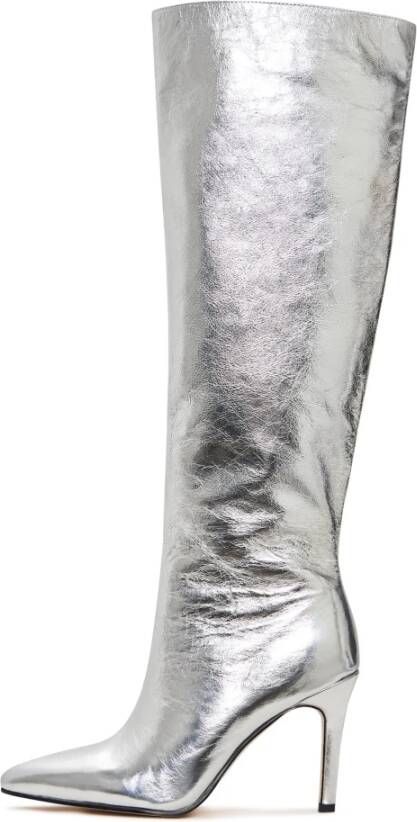 Cesare Gaspari Elegante zilveren kniehoge metallic laarzen Trendy hoge hak state t schoeisel Zilver