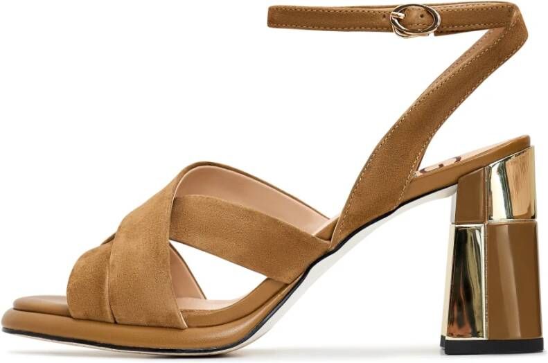 Cesare Gaspari Evelyn Blokhak Sandalen Beige Dames