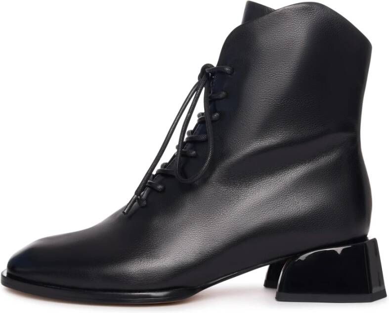 Cesare Gaspari Geometrische Hak Veterbootie Zwart