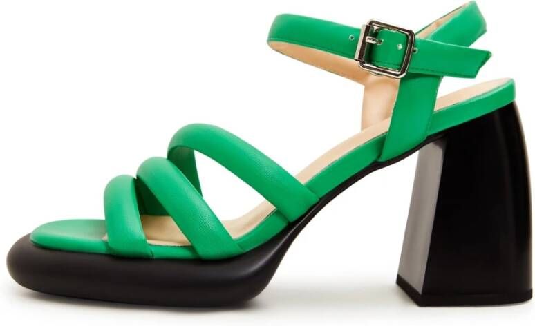 Cesare Gaspari Groene blokhak sandalen Green Dames