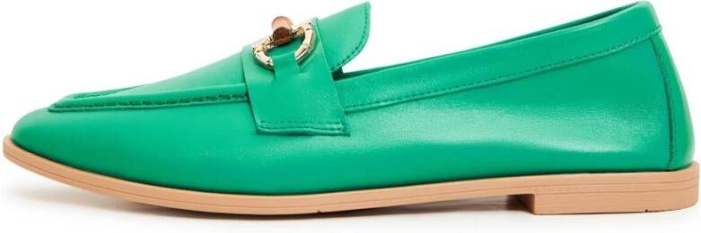 Cesare Gaspari Groene leren loafers Green Dames