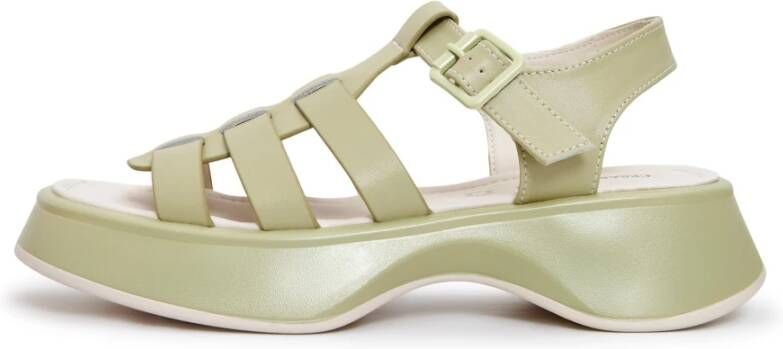 Cesare Gaspari Groene Leren Plateau Sandalen Joanna Green Dames