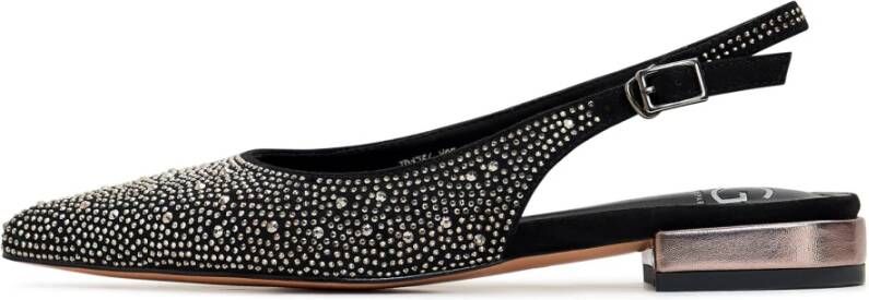 Cesare Gaspari Jewel Slingback Ballet Pumps Black Dames