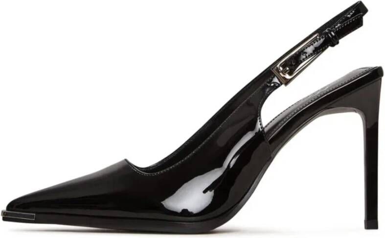 Cesare Gaspari Lakleren slingback pumps Zwart