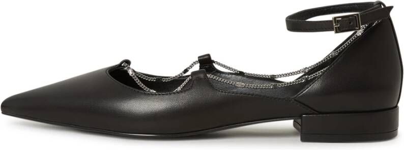 Cesare Gaspari Stijlvolle Block Heeled Ballerinas Zwart Black Dames
