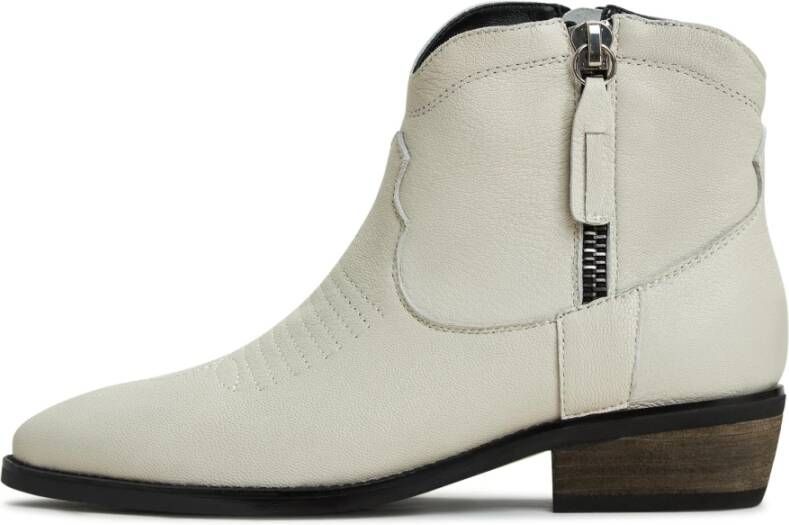 Cesare Gaspari Luxe Leren Cowboy Laarzen Ivoor Beige Dames