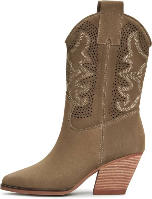 Cesare Gaspari Luxe Suede Cowboy Laarzen Beige Dames